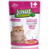Jungle влажный корм для взрослых стерилизованных кошек с говядиной в соусе 85 г